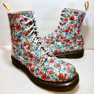 Doc Martens AirWair PASCAL Floral Wild Poppy Boots - Women's Size US 10 / UK 8